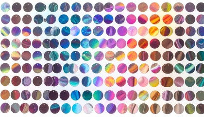 A grid displays numerous iridescent circles with diverse swirling colors
