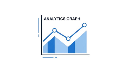A blue analytics graph showing an upward trend on a white background