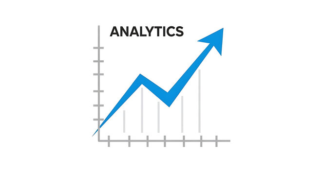 A blue arrow graph showing an upward trend in analytics data - Powered by Adobe