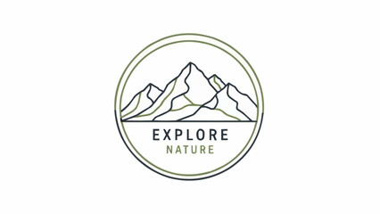 Mountain range logo with explore nature text.
