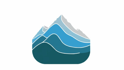 Stylized abstract mountain range with layered blue and grey tones.