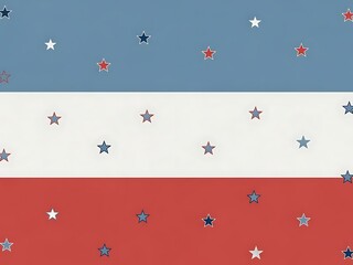 Festive red, white, and blue star confetti pattern ideal for patriotic events and national pride themes