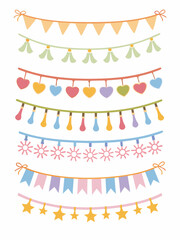 Colorful decorative bunting and garland designs for celebrations and festive events