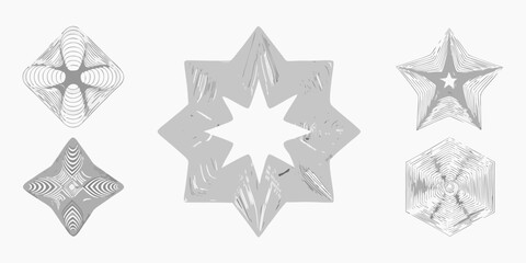 Geometric star shapes in grayscale a collection of abstract designs