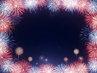 Bright Fireworks Display Against A Starry Night Sky