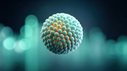 Abstract representation of a molecular structure with spheres and glowing background showcasing scientific concepts in a modern style