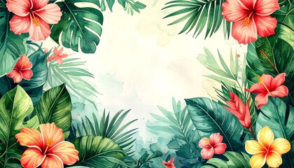 Tropical floral border design