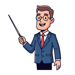 Teacher Pointing Illustration &ndash; Professional Instructor Presentation Vector Art