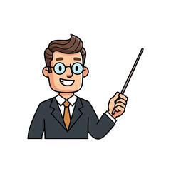 Teacher Pointing Illustration &ndash; Professional Instructor Presentation Vector Art