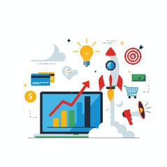 Digital Marketing Growth Illustration &ndash; Business Analytics Startup Strategy Vector