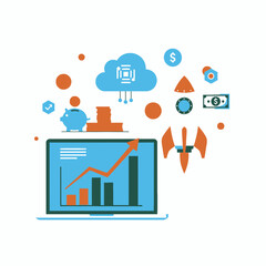 Digital Marketing Growth Illustration &ndash; Business Analytics Startup Strategy Vector