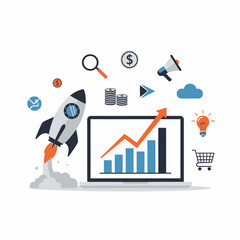 Digital Marketing Growth Illustration &ndash; Business Analytics Startup Strategy Vector