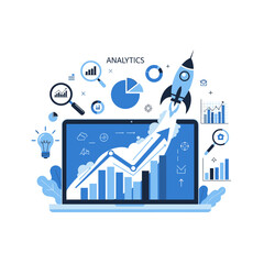 Digital Marketing Growth Illustration &ndash; Business Analytics Startup Strategy Vector