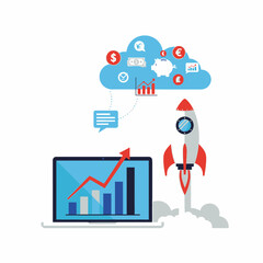 Digital Marketing Growth Illustration &ndash; Business Analytics Startup Strategy Vector