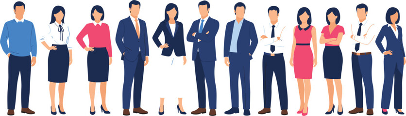 Fototapeta premium Diverse group of professional business people standing together in formal office attire for corporate team and leadership concept vector