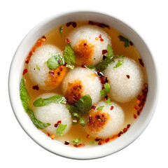 white rasgulla in plate isolated on transparent background