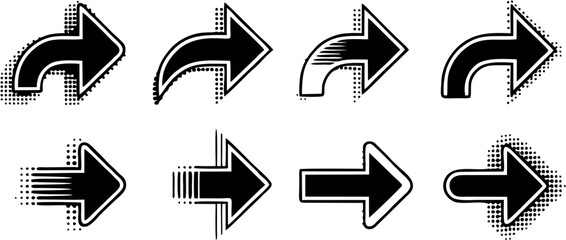 Modern Arrow Direction Icons Set for Navigation and Interface Design