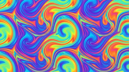 Obraz premium Vibrant swirling psychedelic pattern with bright colors and dynamic shapes