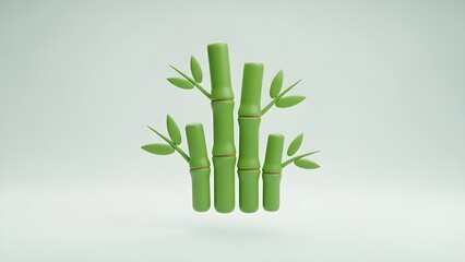 Modern minimalist 3D green bamboo