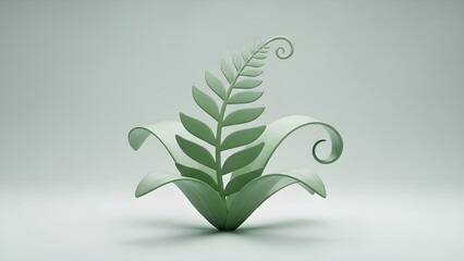 Minimalist elegant green 3D abstract plants