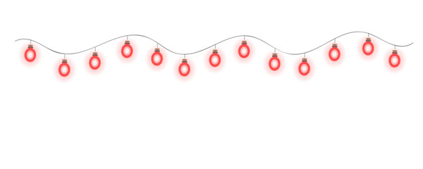 Festive red berry string lights garland isolated on transparent background for holiday decor © Mehedi