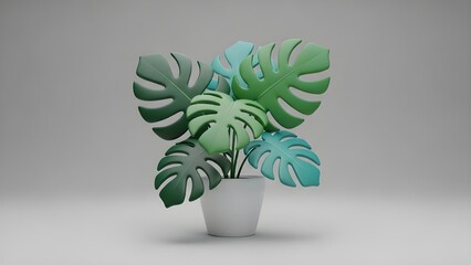 Modern 3D monstera plant in soft colors