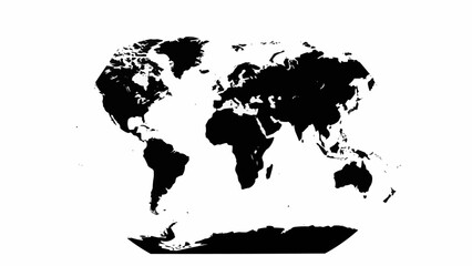 Black silhouette of the world map on a white background. © Chanyan