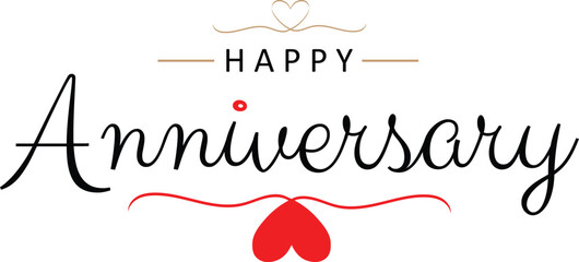 Clean happy anniversary design with elegant heart element, minimal romantic greeting layout for celebration card, poster and invitation projects