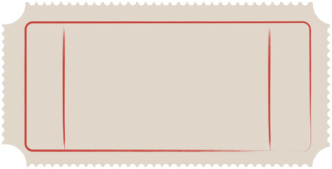 Empty, blank vintage ticket. Beige vector ticket illustration