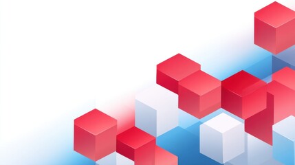 Fototapeta premium Abstract Geometric Shapes in Red and White with Soft Blue Background for Modern Design and Creative Projects