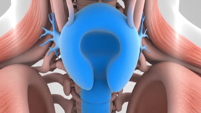 Detailed 3D rendering of the human female reproductive system, highlighting the uterus and fallopian tubes.