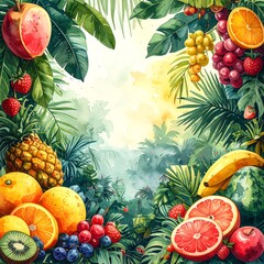 Tropical fruit paradise scene