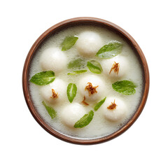 white rasgulla in plate isolated on transparent background
