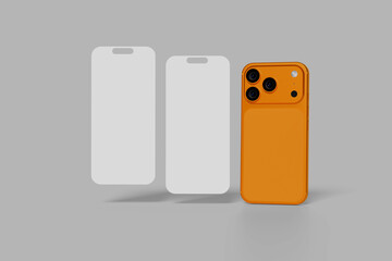 Mockup / template. Smartphone with blank screens for your design isolated on gray background.