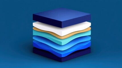 Modern Abstract Background Composition of Layered Waves in Varying Shades of Blue and White on a Bright Blue Backdrop for Design Projects
