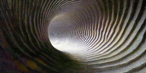 Corrugated Tunnel Interior with Metallic Depth, ai generated.