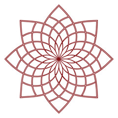 Obraz premium geometric mandala red lotus flower pattern symmetry symmetrical design ornamental radial abstract illustration
