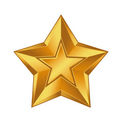 Obraz premium Golden star shaped badge with intricate geometric and reflective surface transparent background isolated on a transparent background