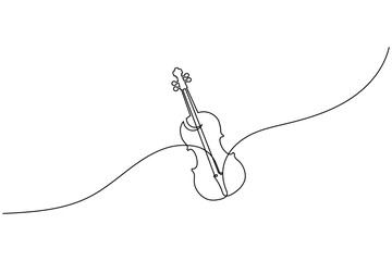 Obraz premium Continuous One Line Art Illustration of Violin Musical Instrument