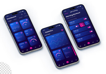 Phone Mockup Multi Screen Interface App Design Social Media Presentation