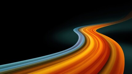 Abstract colorful wave pattern with smooth lines in vibrant orange, blue, and yellow tones against a dark background for design and artistic projects