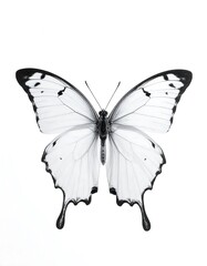 Monochrome butterfly, wings spread