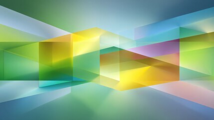 Obraz premium Vibrant Abstract Geometry with Colorful Overlays and Light Effects for Modern Backgrounds and Visual Media Projects