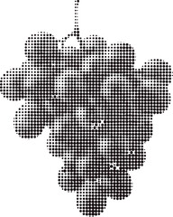 Obraz premium Halftone illustration of a bunch of grapes hanging from a stem
