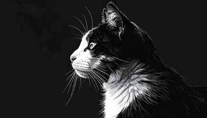 Monochrome cat profile