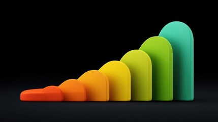 Colorful Graphical Representation of a Progress Chart Displaying Growth and Improvement on a Black Background for Business and Marketing Themes