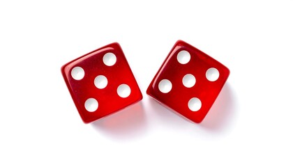Two red dice showing five