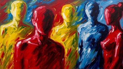 Abstract colorful fabric texture with flowing paint and vibrant patterns