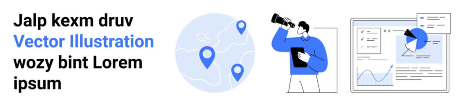 Business strategy, geolocation, market analysis, data visualization, research, decision-making. A person viewing data charts and examining location points. Business strategy and geolocation concept