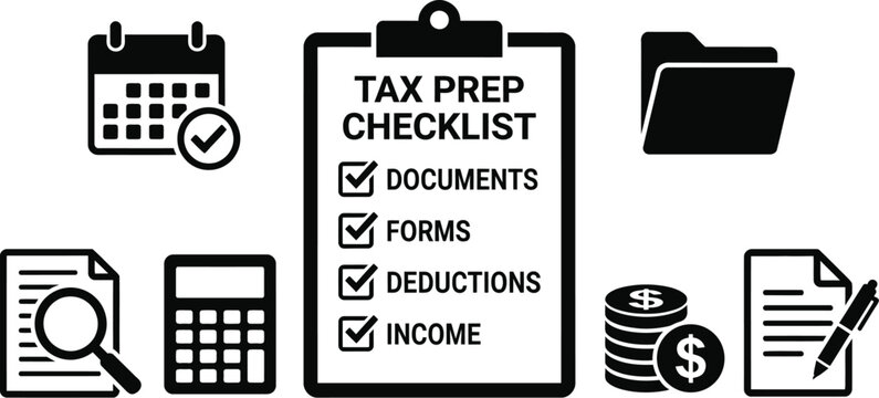 Tax preparation checklist flat design vector illustration
